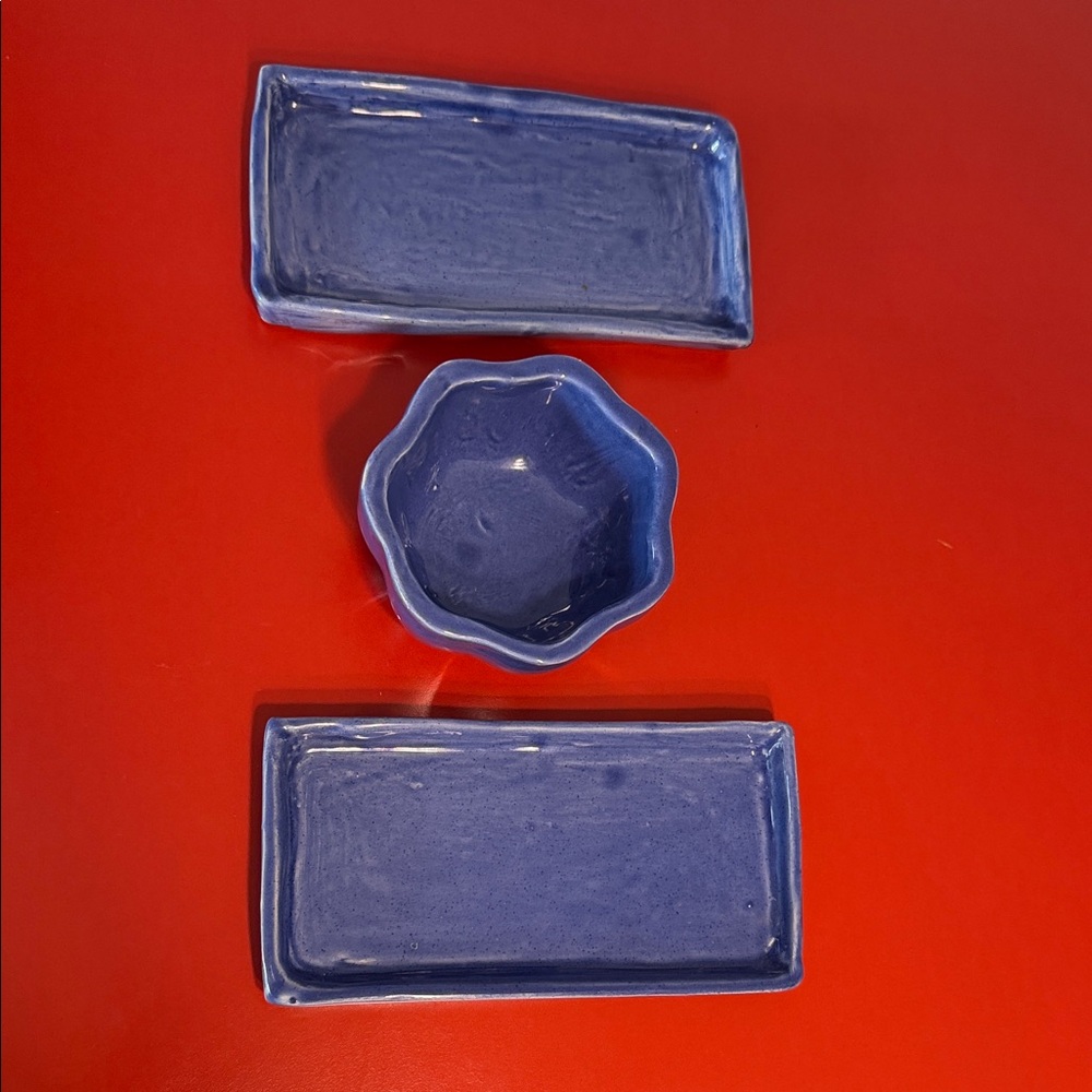 Blue Ceramic Sushi Trio - Unbranded